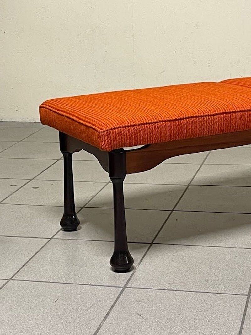 Colourful wooden bench with fabric, 1960s