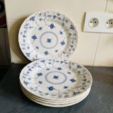 5 assiettes à fleurs bleues vintage