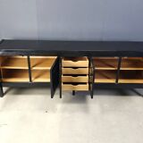 Ebonized wooden brutalist credenza, 1970s