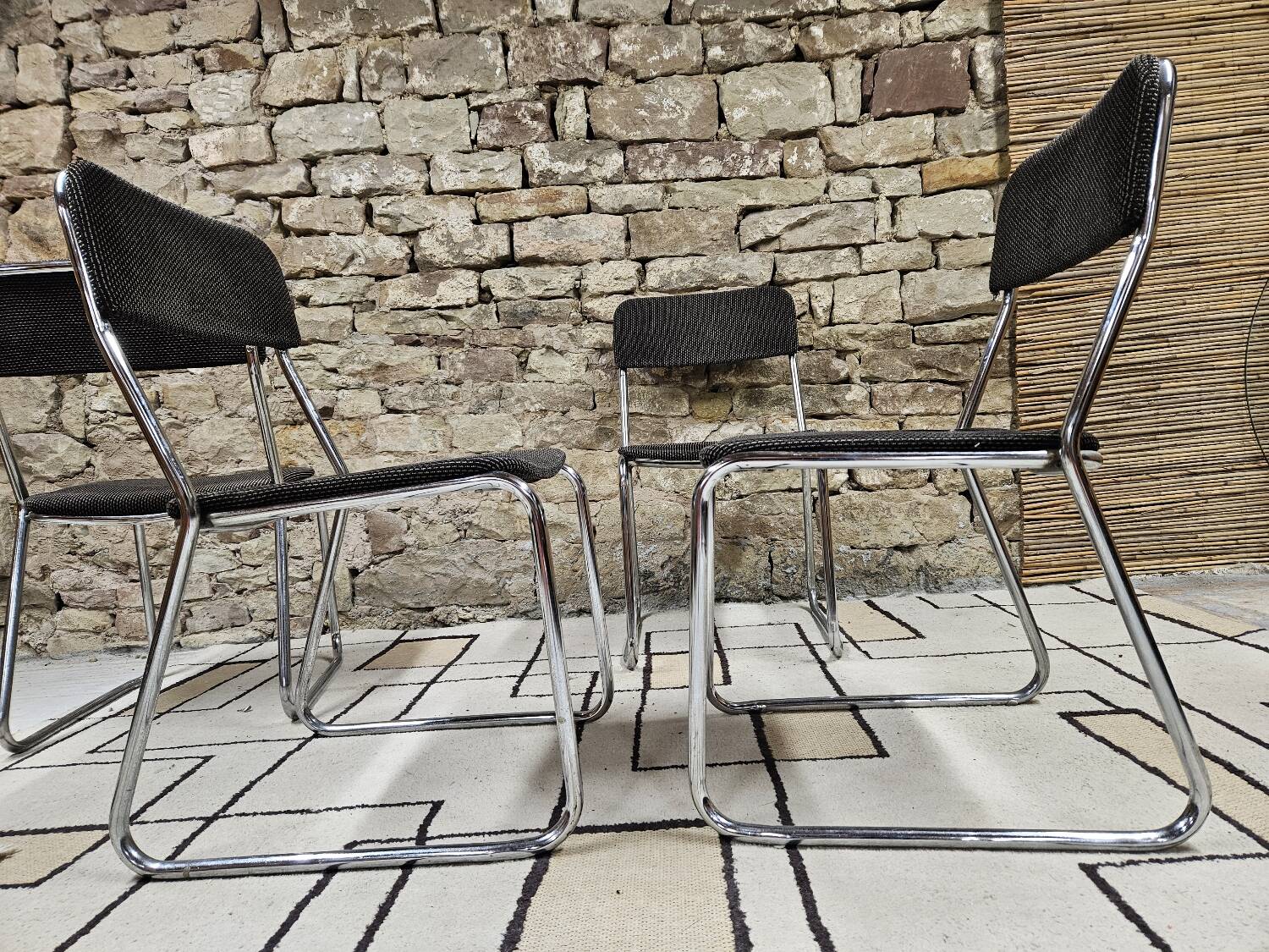 Set of four vintage 1970 sled chairs