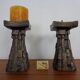 Large Brutalist German Bronze Candleholders, 1960s, Set of 2
