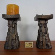 Large Brutalist German Bronze Candleholders, 1960s, Set of 2