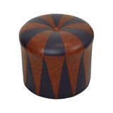Round Vintage Pouf Purple Bordeaux Two-tone Skai Sixties