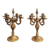 Ancien Paire de Candélabre Branche Bronze Style Louis XV Rocaille Rococo