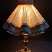 Pair of vintage bedside lamps with brass petticoat shades, 20th century