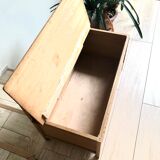 Banc coffre à jouet en bois et rotin
