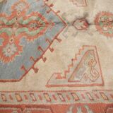 Handmade Rustic Vintage Turkish Rug, Beige & Blue Geometric Rug 220x145 cm