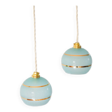 pair of blue and gold granite ball pendants 1950