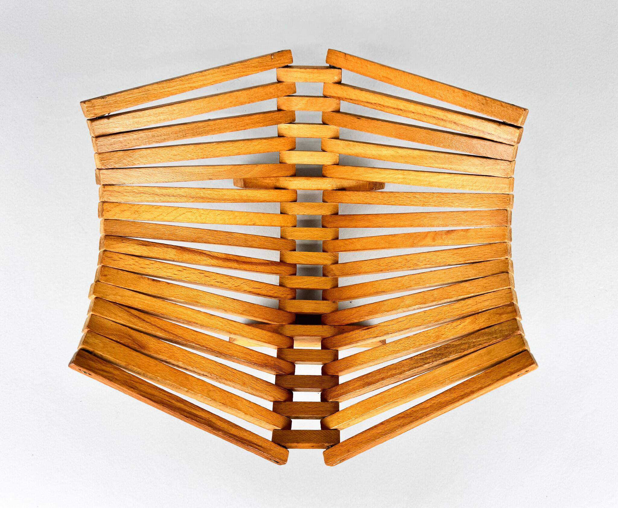 Mid Century Foldable Wooden Fruit Basket, Germany