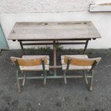 Ancien bureau d'écolier 2 places