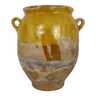 Pot à confit jaune vernissé, sud ouest de la France. Pot de conservation. Pyrénées XIXème
