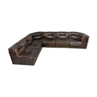 De Sede DS11 brown leather modular sofa, 1970