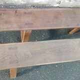 Pair of oak benches 166 cm