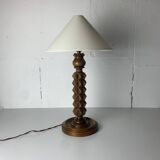Brutalist wood turned table lamp in the style of Charles Dudouyt, 1940s