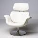 Artifort Tulip F545 Lounge Chair by Pierre Paulin, white leather
