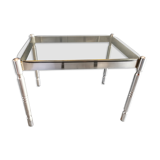 Vintage coffee table in chrome metal and smoked glass
