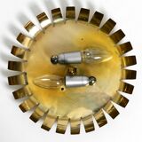 Mid Century Modern ceiling lamp made of glass stones and brass frame