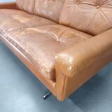 Svend Skipper Danish Leather Sofa Cognac Chrome, 1960s