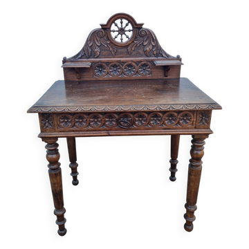 Bureau en bois de chêne sculpté breton début XXéme