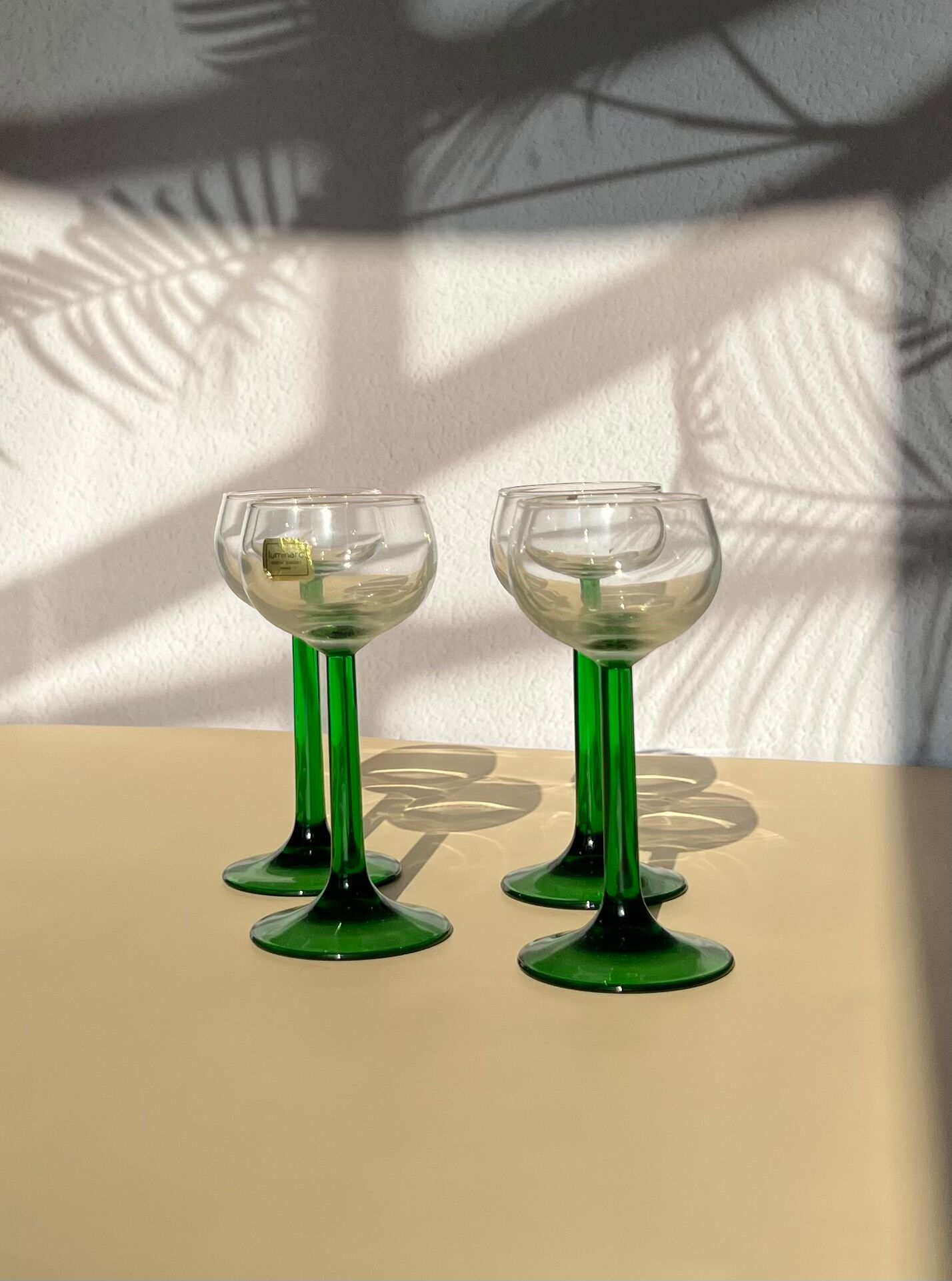 Ensemble de 4 verres à liqueur tiges vertes Luminarc