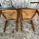 Pair of Antique Art Nouveau Chairs with Wooden Frame + Woven Straw Seat Vintage