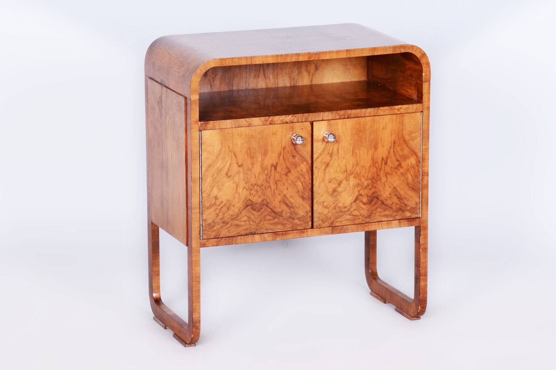 Art Deco Cabinet in Walnut & Veneer, Czech, 1920s