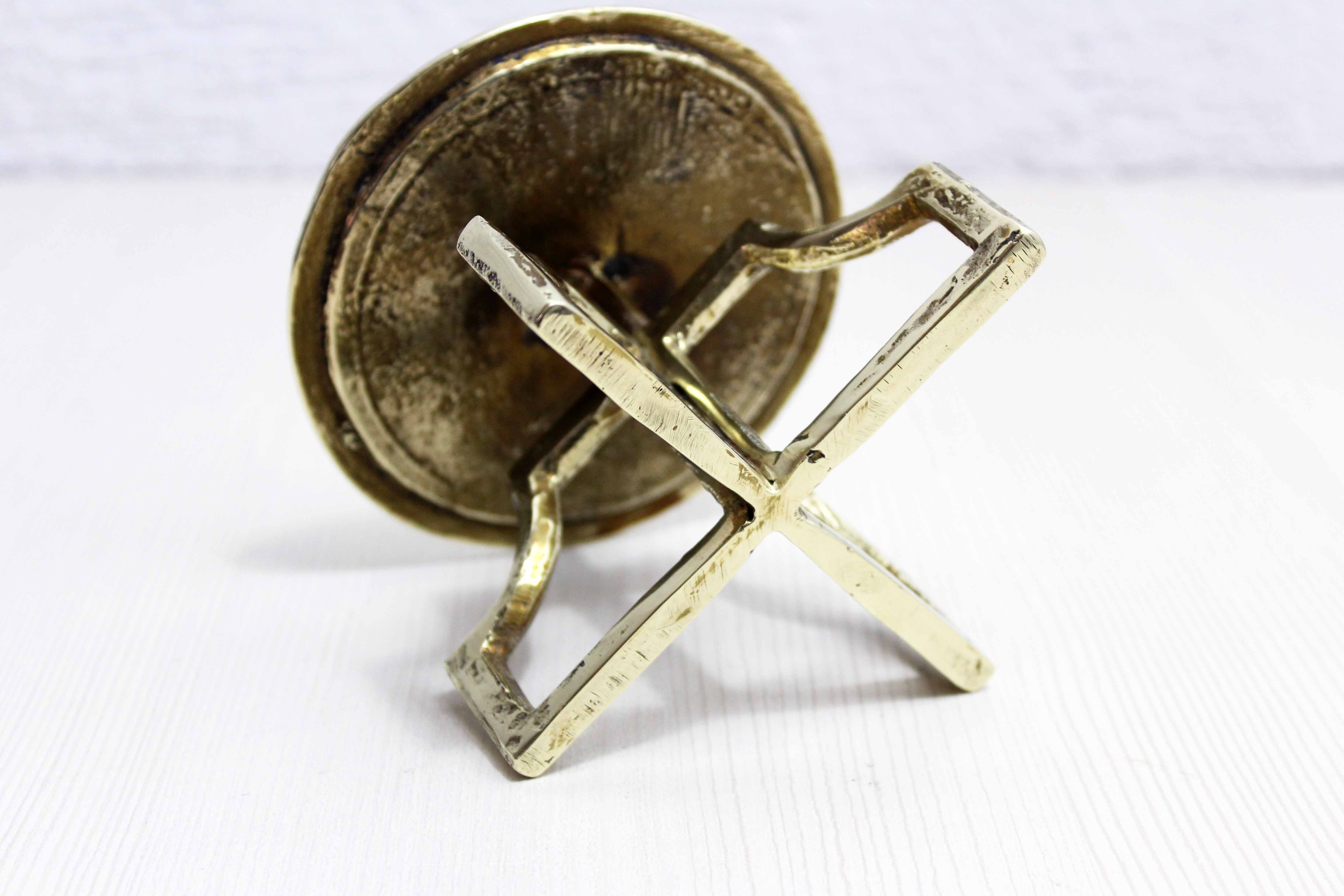 Brutalist brass candle holder
