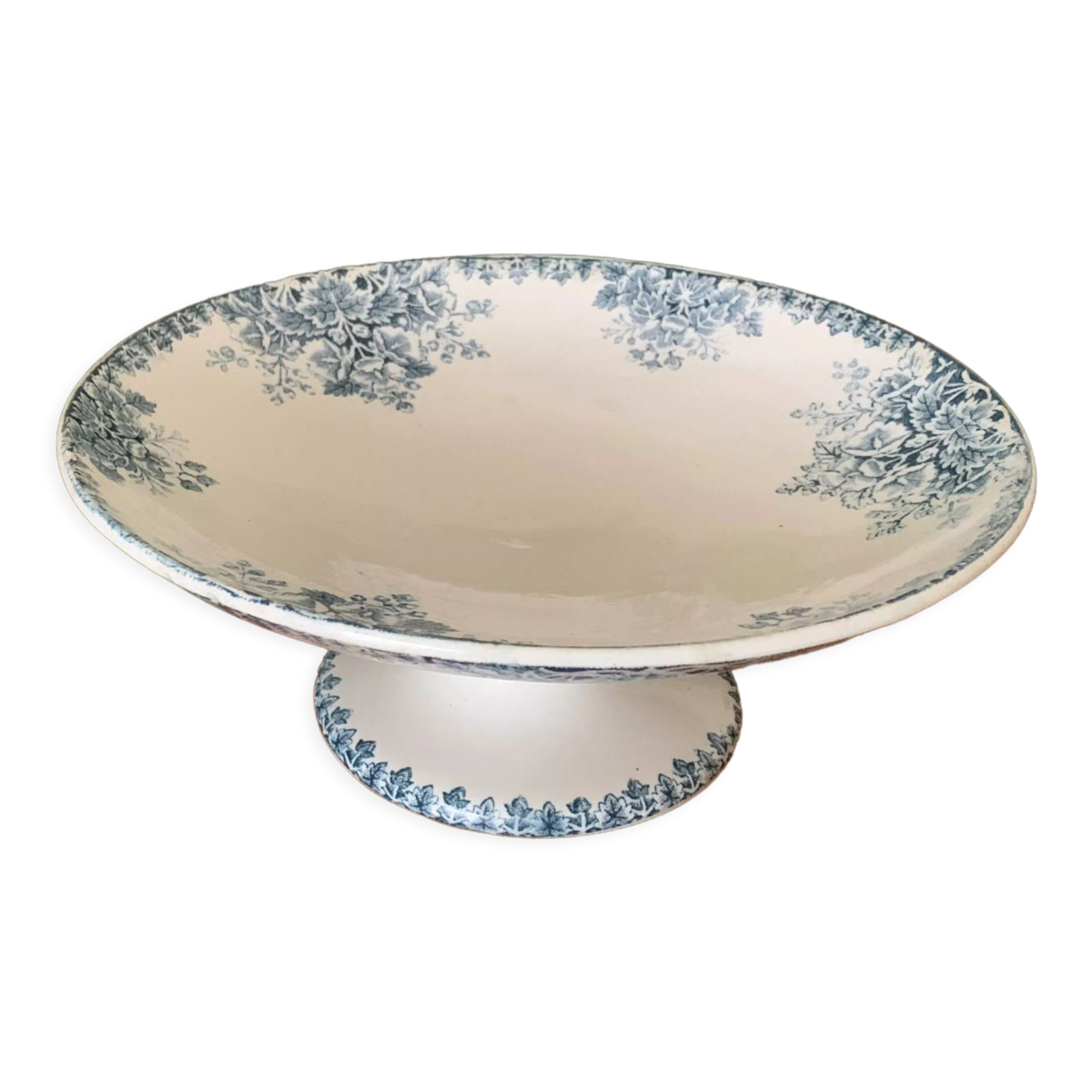 Antique earthenware compotier by Clairefontaine L.G.