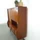 Teak veneer wall cabinet with flap, bar cabinet vintage