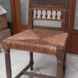 Henri II leather and straw chair in very good condition.