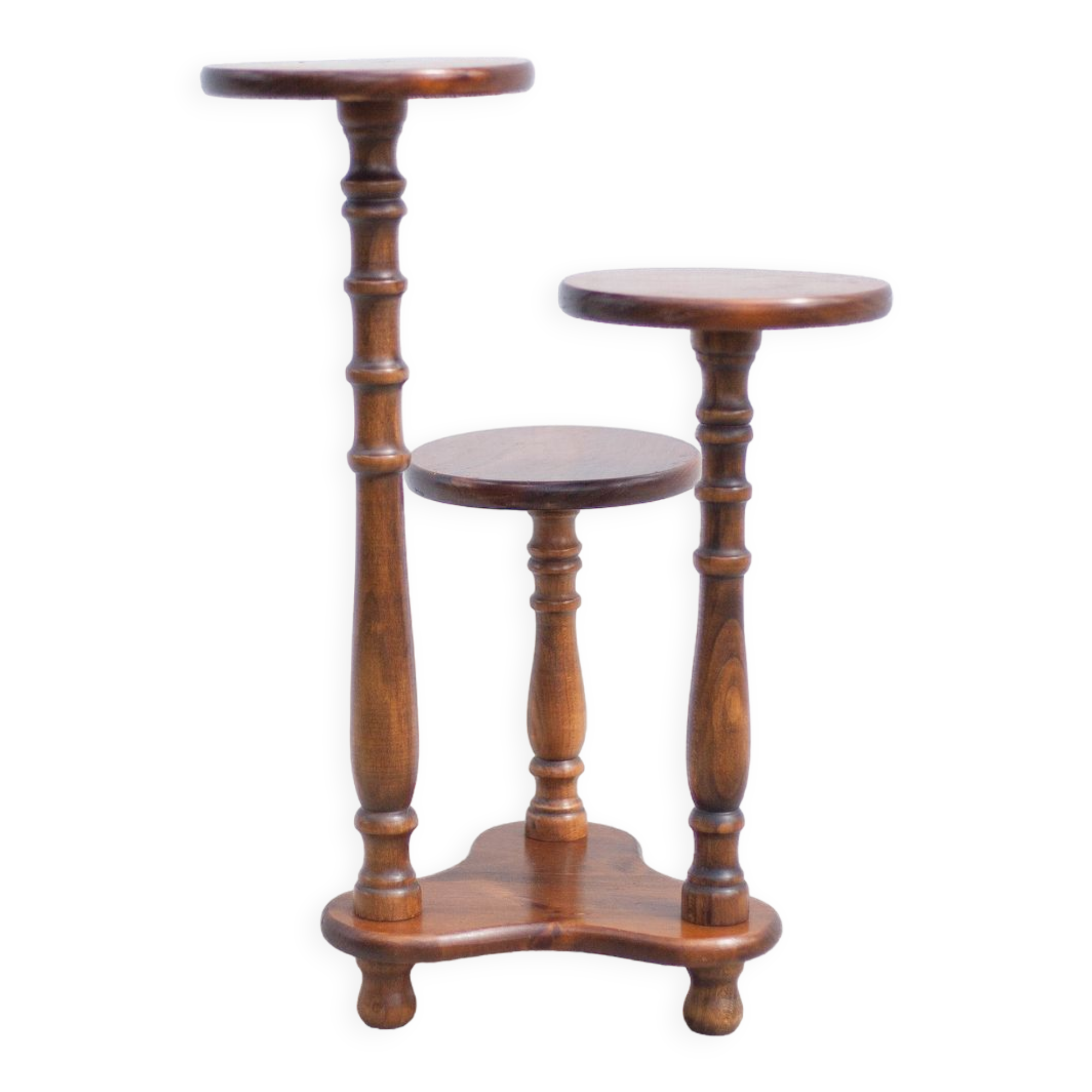 vintage plant holder, plant support 3 trays, wood, harness wood, plant stand, display