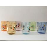 Service of 6 Murano glasses water "goto" "murrisa" in Murano glass unique piece