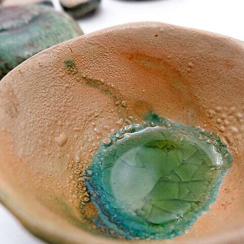 Set of "Green" decorative ceramics "Fond d'Atelier" - N.Lebrun - Belgium 1970s