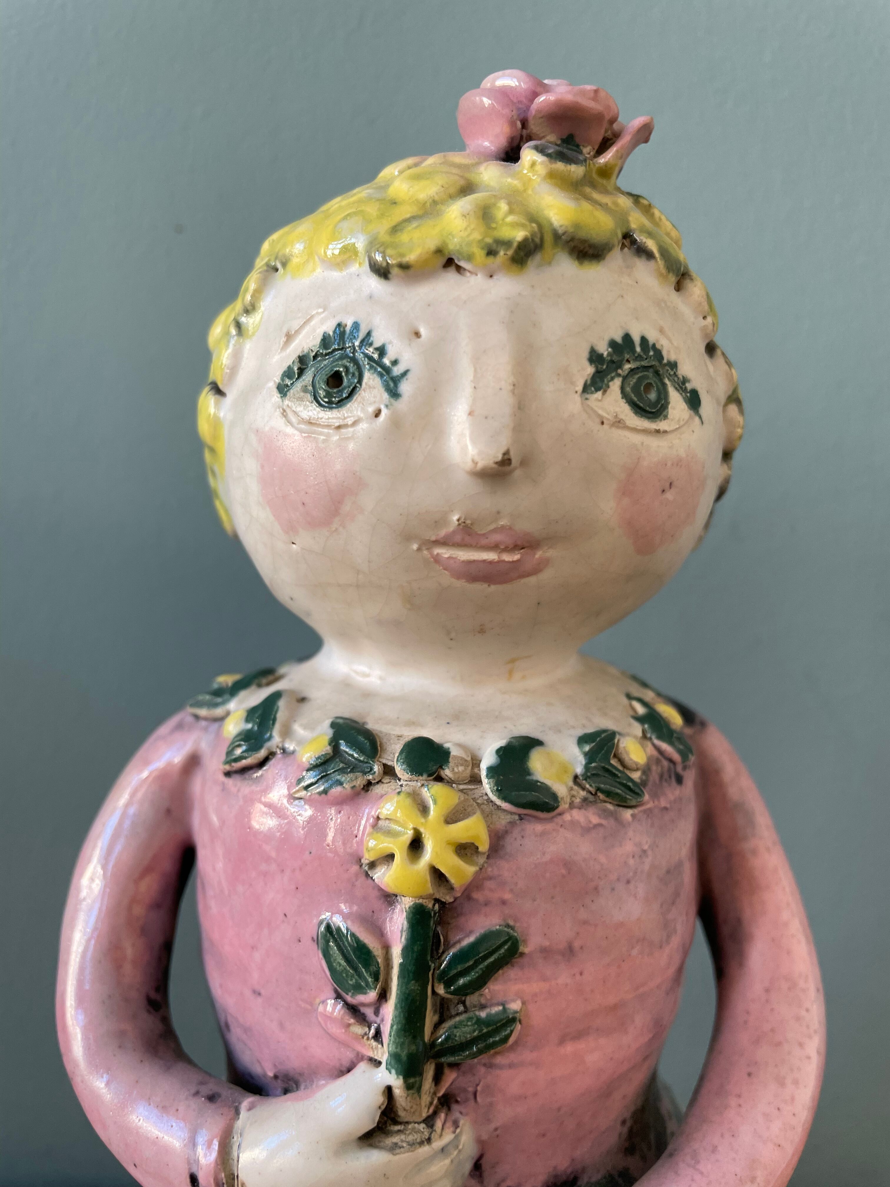 Pair of earthenware sconces signed Borderie - Szekely