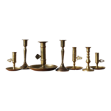 Vintage Brass Candlesticks, 1960s, Set of 7