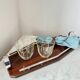 Plateau de service Art déco en bois et chrome – Design géométrique, vintage années 1930