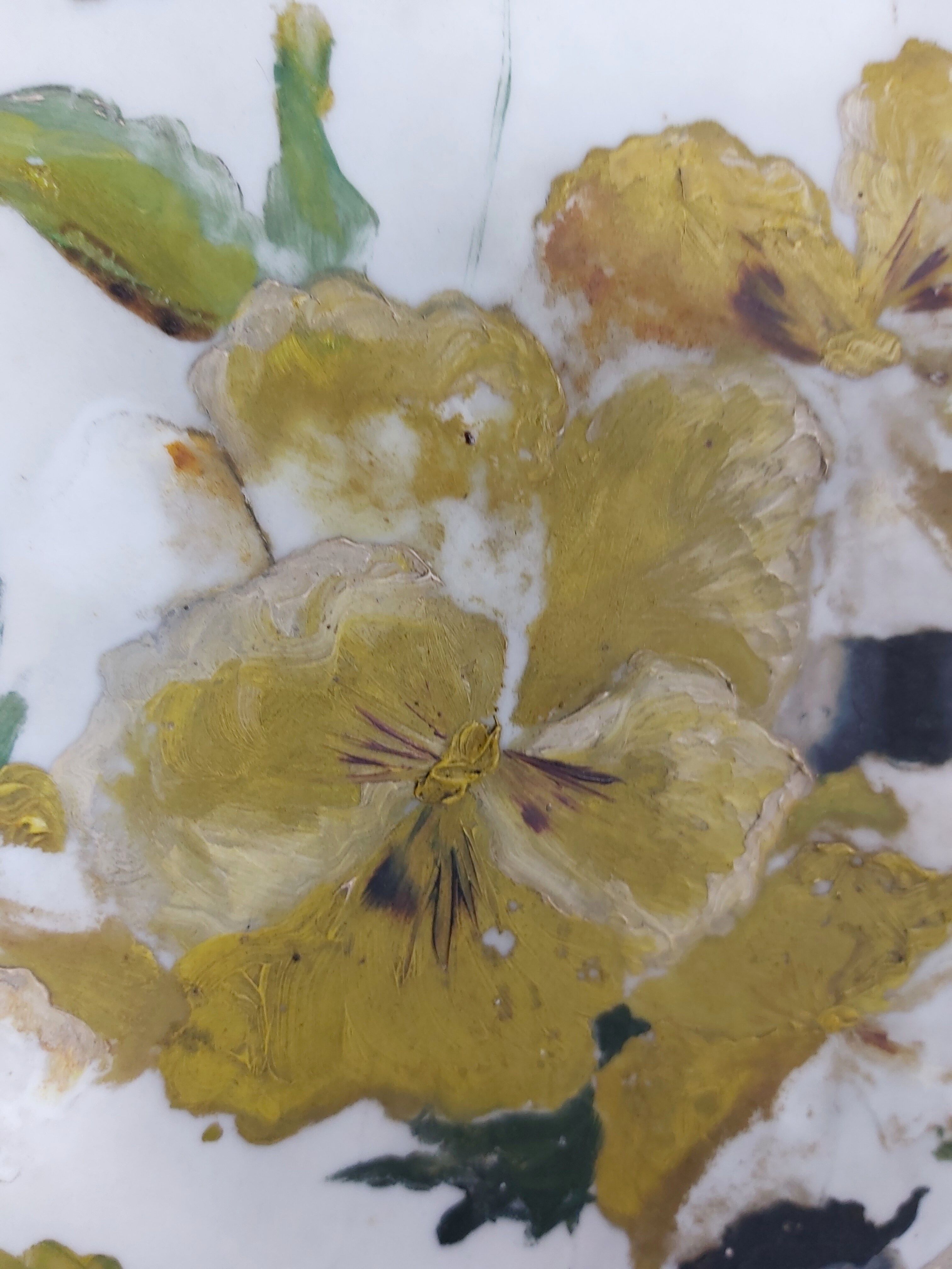 French vintage oil painting on alabaster