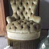 Fauteuil crapaud velour vert