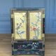 Lacquer furniture china 1960 two doors decor birds and floral black background