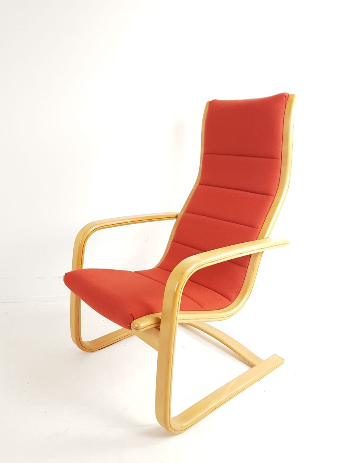 Yngve Ekström Scandinavian armchair orange terracotta wool