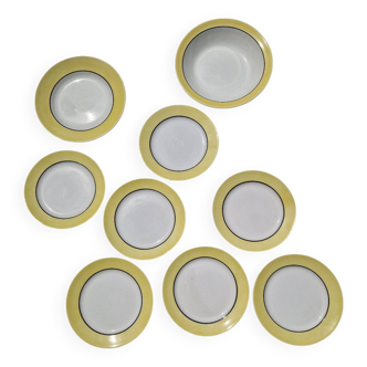 Lot De 7 Assiettes Plates Plus 2 Plats Modèle Ingrid Sarreguemines Digoin