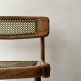 Teak wood and cane chair design, SNA Roset / Landault 1950-60