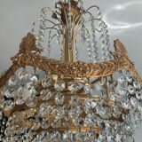 Lustre cascade en bronze et pampilles de cristal