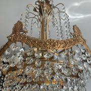 Cascade chandelier in bronze and crystal pendants