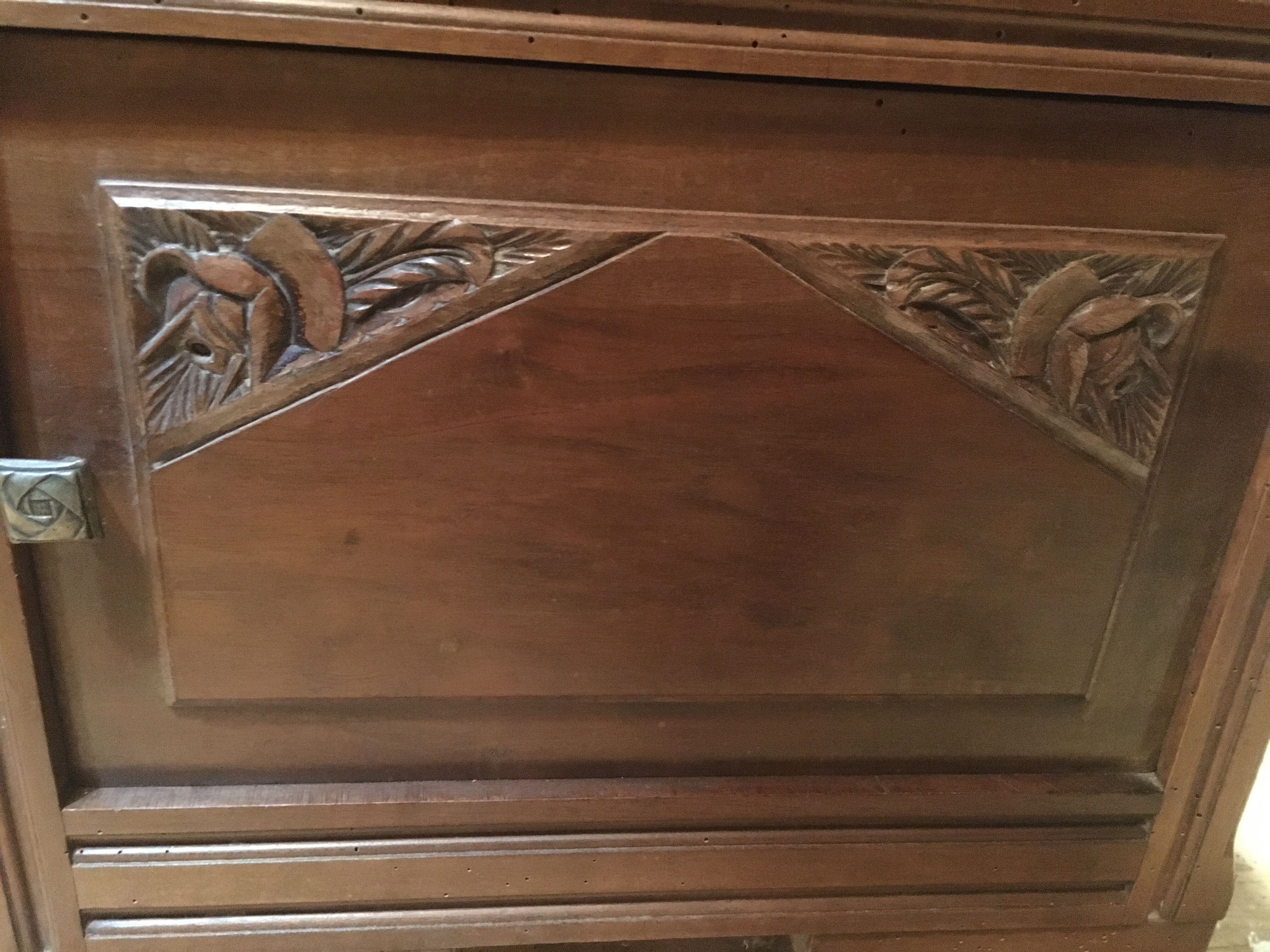 Chevet en chêne massif et marbre noir