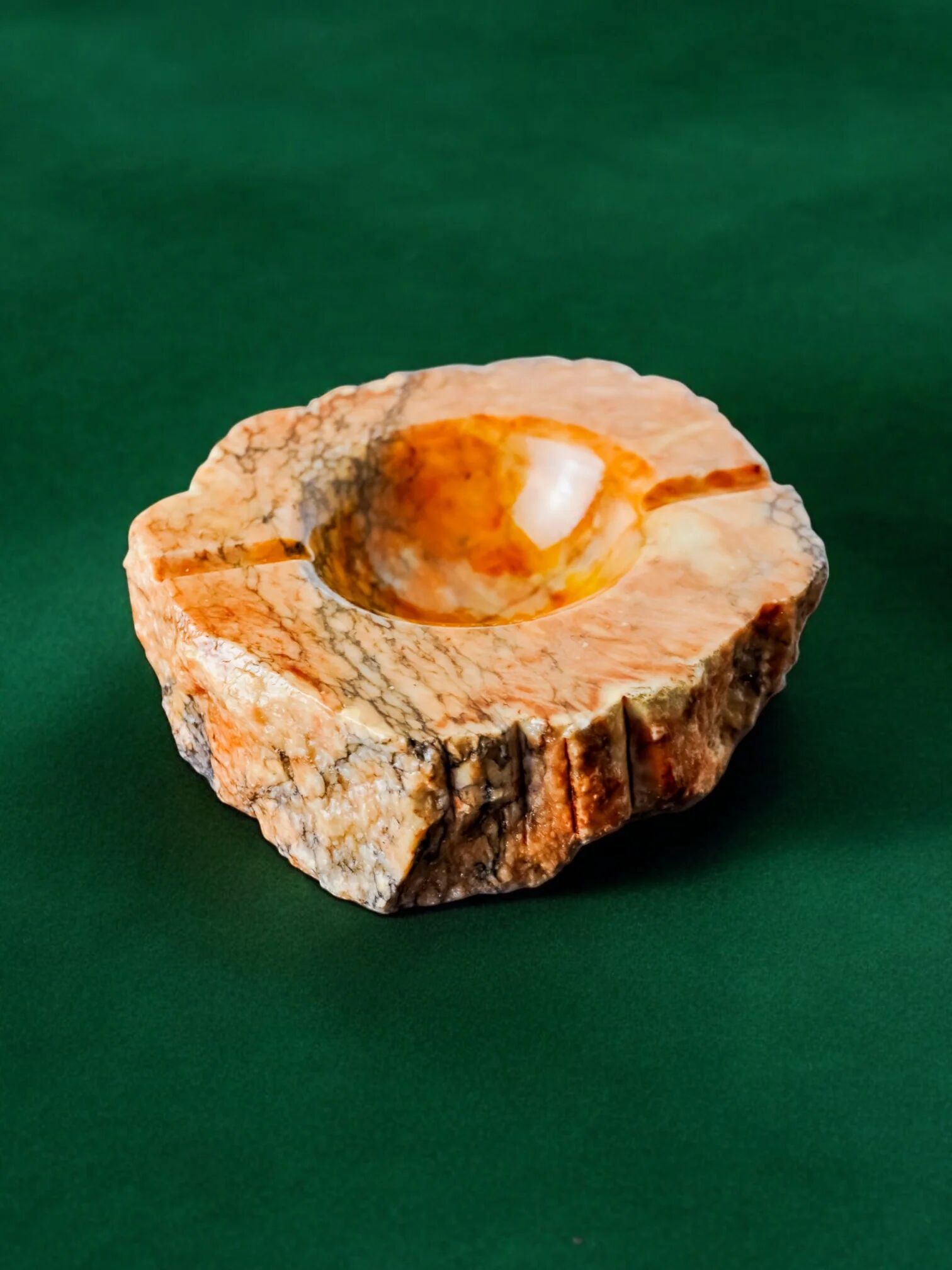 Ocher alabaster ashtray by Romano Bianchi, Italy, 1970s