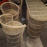 Rattan bar and 3 stools
