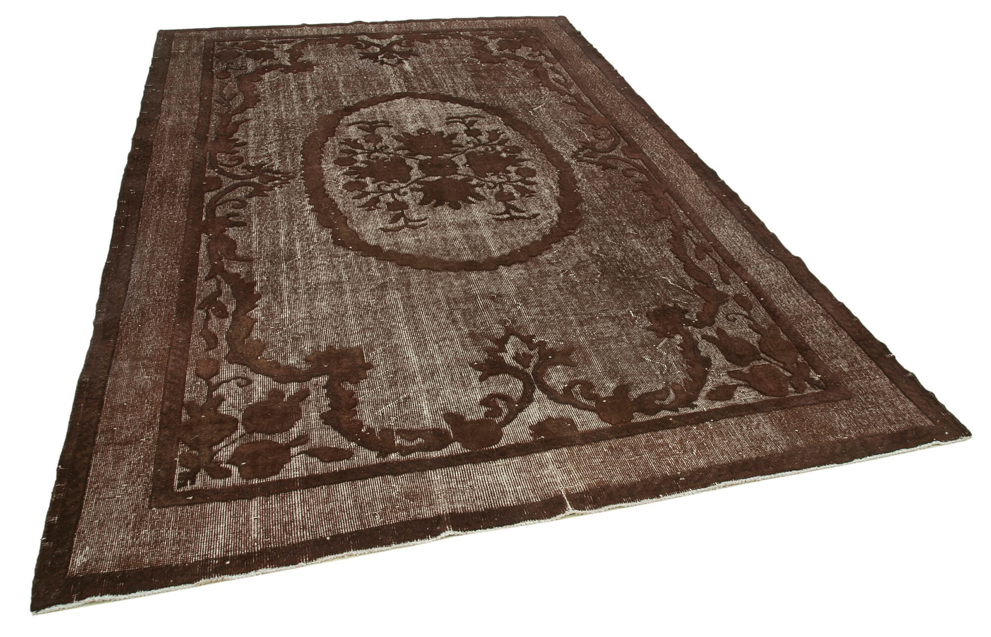 tapis Hand-Knotted Rustic Anatolian 1970s 214 cm x 323 cm Brown Carpet