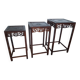 3 Chinese nesting tables in wood and brass.