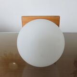 Scandinavian wood and white opaline 70s